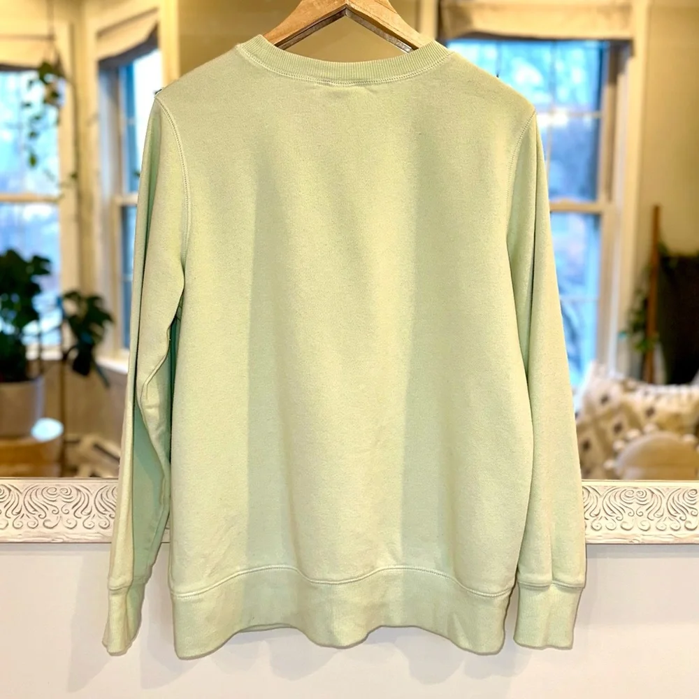 The North Face Light Mint Green Crew Neck Cotton Long Sleeve Sweatshirt Large
